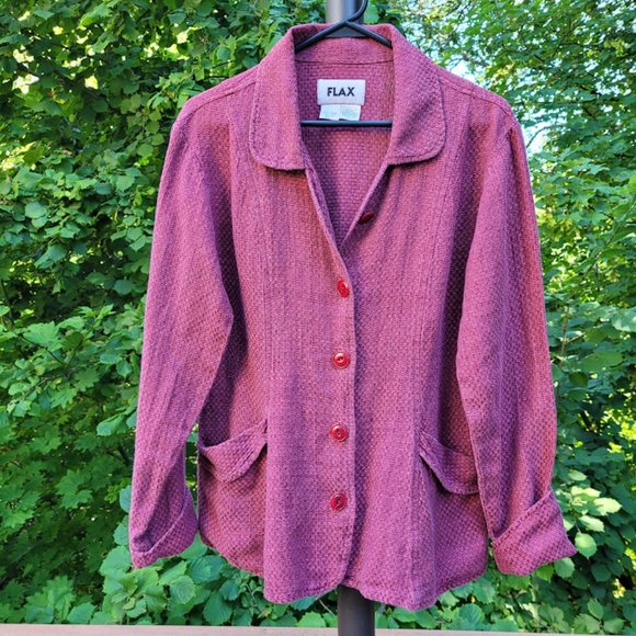 Flax Jackets & Blazers - VTG 90s FLAX LINEN Engelhart Cottagecore Lagenlook Jacket Shacket Layers